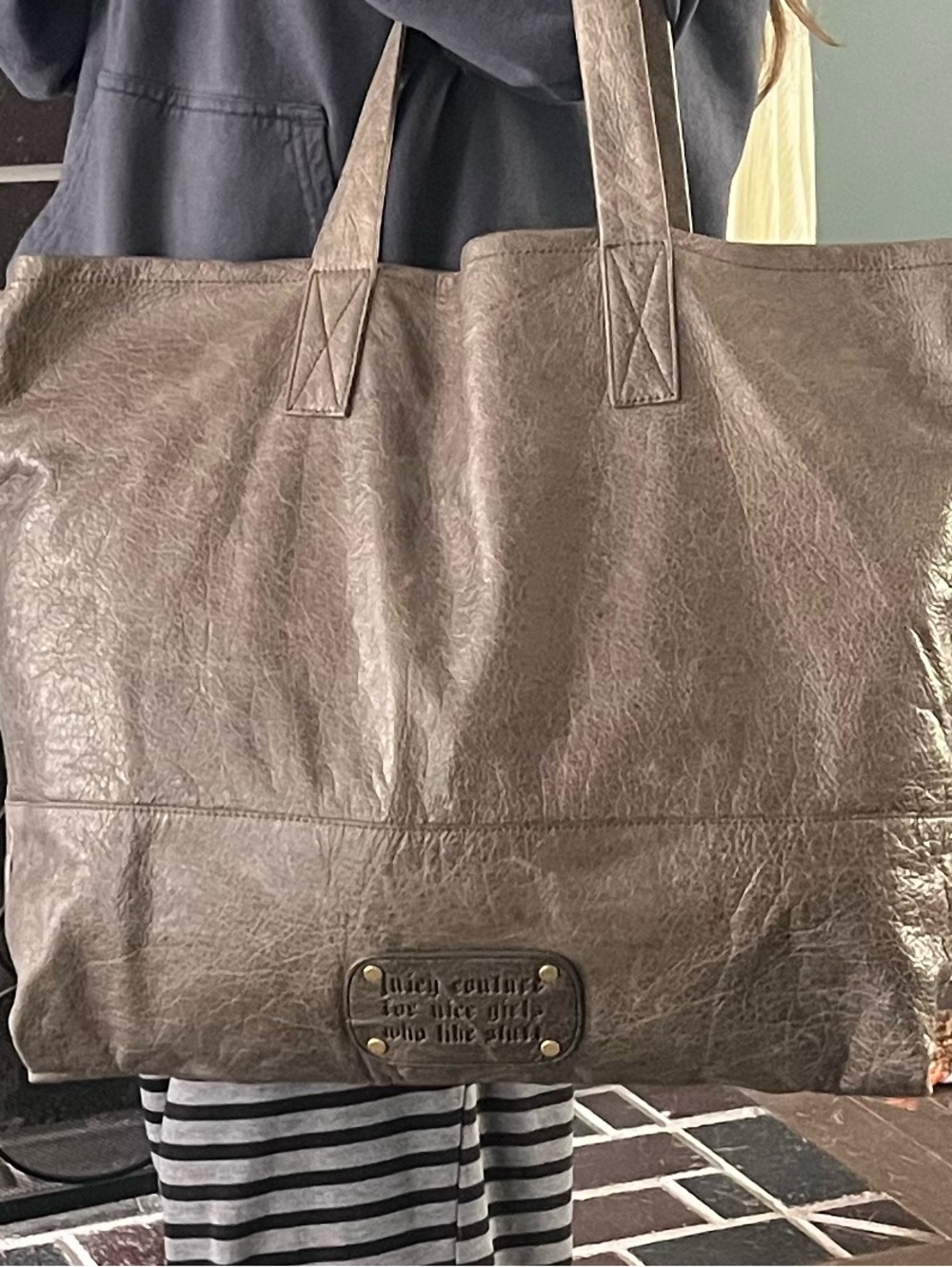 Vintage Juicy Couture For Nice Girls Who Like Stuff Leather Tote -Large-💥Rare - Picture 15 of 16